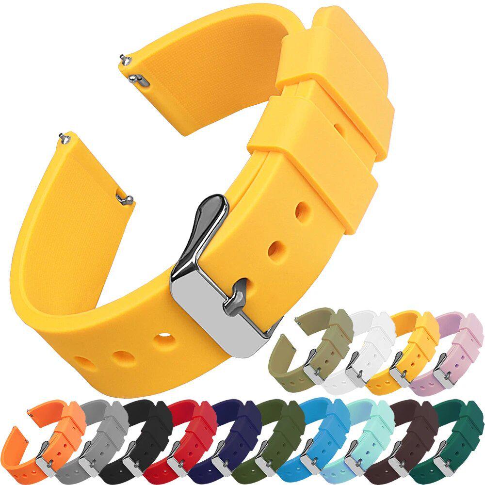 Cinturino Premium in Silicone per Orologio - Rilascio Rapido, Diverse Misure (14/16/18/19/20/21/22/24mm), Design Morbido e Colorato
