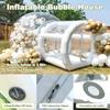Tenda Gonfiabile a Bolla Cupola Trasparente a 360° Glamping con Soffiatore Silenzioso Gonfiaggio Rapido Certificato CE Magazzino UE per Matrimonio Festa Campeggio