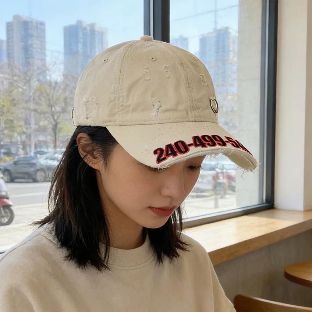 Spring And Summer Hole Wind Letter Embroidery Iron Ring Baseball Cap Men And Women Sunshade Niche Broken Eaves Street Cap