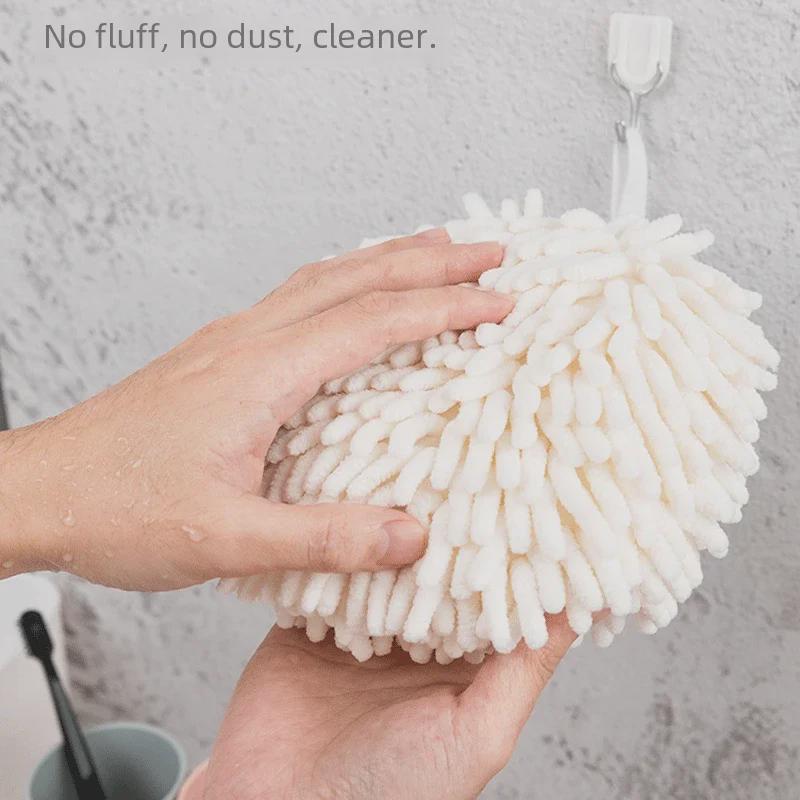 KOMEKI Chenille Hanging Hand Towel - Thick, Water-Absorbent, Quick-Drying, Simple Kitchen/Bath Rug