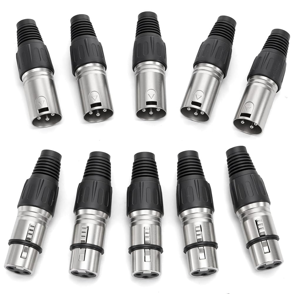 JSDNGURK XLR Connector Set 40 3-Pin Microphone Adapters 20 Male 20 Female DIY Audio Cables for Recording and Mixing