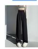 Summer High-Waisted Pleated Ice Silk Straight-Leg Tummy Control Pants - Women's Quick-Drying Fashion Suit Pants
