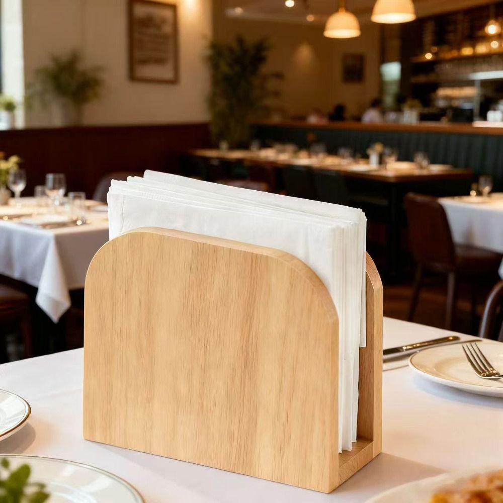 Upright Design Napkin Storage Racks Solid Wood Wood Paper Box Desktop Tissue Organizer  Cafe Bar