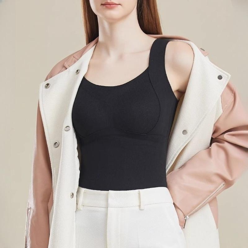 

Женский бесшовный терможилет без бретелек со встроенным бюстгальтером, на флисовой подкладке, зимний слой для многослойной одежды M