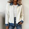 Women S Long Sleeve Knit Denim Patchwork Cardigan Coat Casual