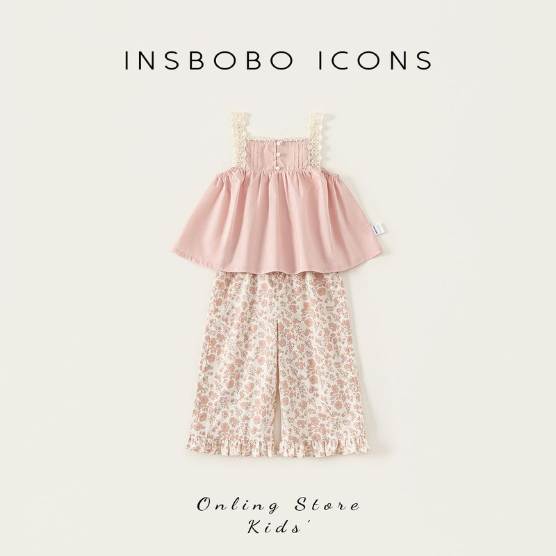 Insbobo Girls  Summer Outfit, Two-Piece Set with Suspenders for Baby Girls, Children s Summer Clothing, Baby Wear, Early Summer 2026 Outfit Pink 80