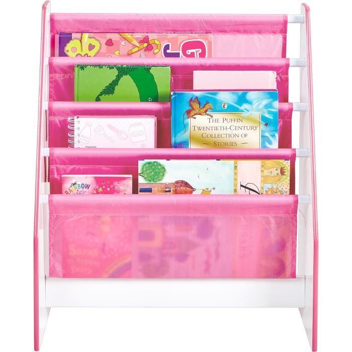 Fleurs et oiseaux - bibliothèque à pochettes pour enfants - rangement de livres pour chambre d’enfant