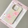 Pink Lily Floral Print Cream Matte Phone Case For iPhone 16 17 16e 15 14 13 12 11 Pro Max Shockproof Clear Hard Cover Coque