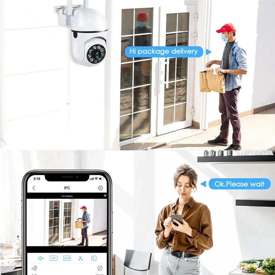8MP Wireless PTZ Security Camera WiFi IP Outdoor 4X Zoom AI Human Tracking Two Way Audio HD Night Vision Color Surveillance Cam