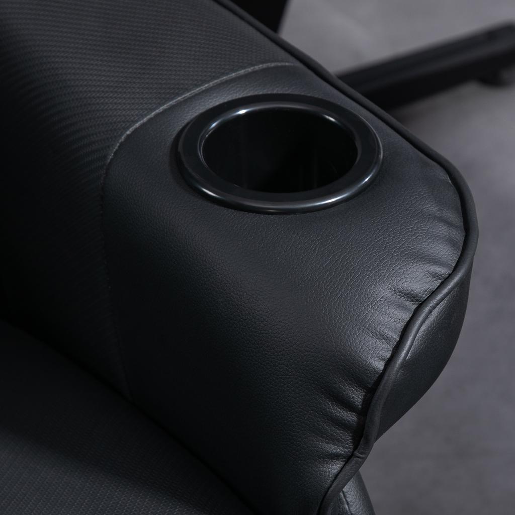 Chaise de Gaming, Fonction Massage, Dossier Inclinable, Repose-pieds, jusqu'à 120 kg, Cadre en Acier, Similicuir, Noir