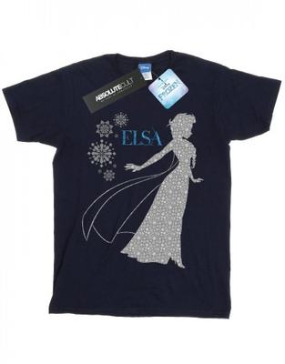Girls Frozen Elsa Christmas Silhouette Cotton T-Shirt