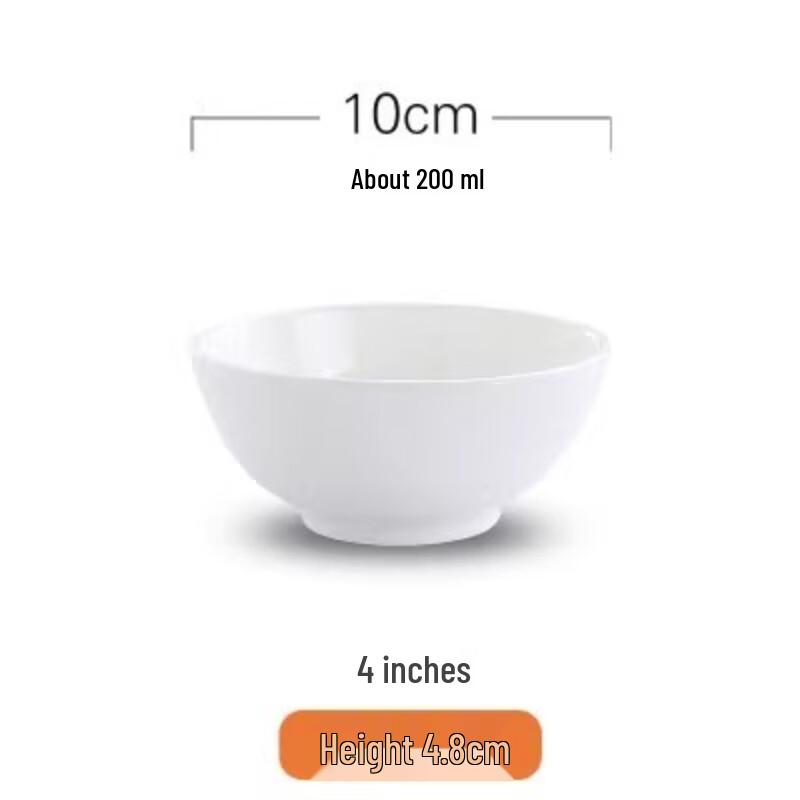 White Ceramic Rice Bowls, 10-Pack