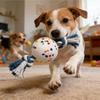 Dog Ball Chew Toy Teeth Cleaning Toy Interactive Rope Knot Tug-of-War Toy for Small to Large Dogs Fetch Training