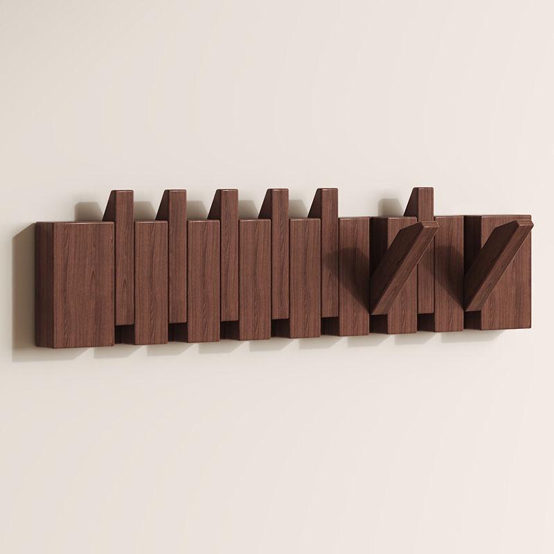 Solid Wood Wall-Mounted Piano Key Coat & Hat Rack - Punch-Free Storage Solution for Bedroom, Entrance, or Hallway.