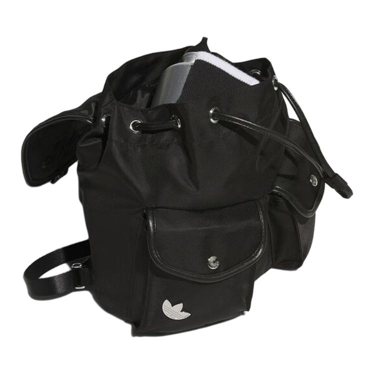 Adidas Originals Casual Versatile Commuter Recycled Nylon Medium Backpack Unisex Backpacks Black JL7653
