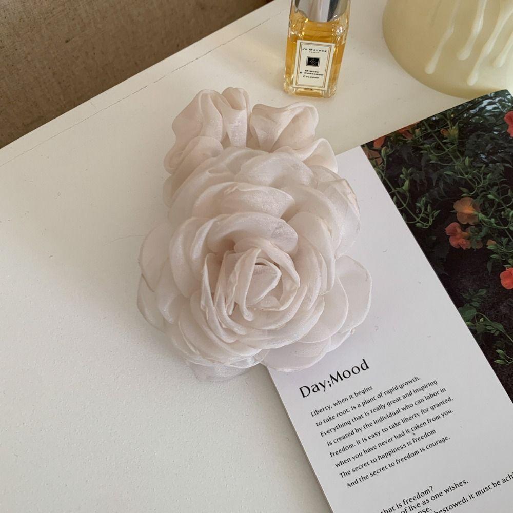 Ponytail Holder Rose Hair Rope Hair Tie Elastic Hair Band Cute Mesh Flower Hair Band Female