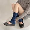 Socks College Style Spring And Autumn Medium Tube Stacking Socks Solid Color Lace Lolita Wool Leg Cover