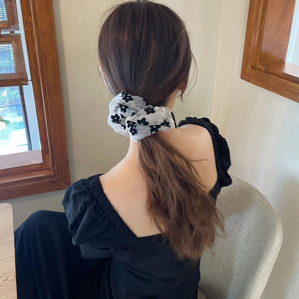 Gift Cloth Party Women Hair Ties Elastic Hair Bands Flowers Mesh Scrunchies Korean Style Hair Rope