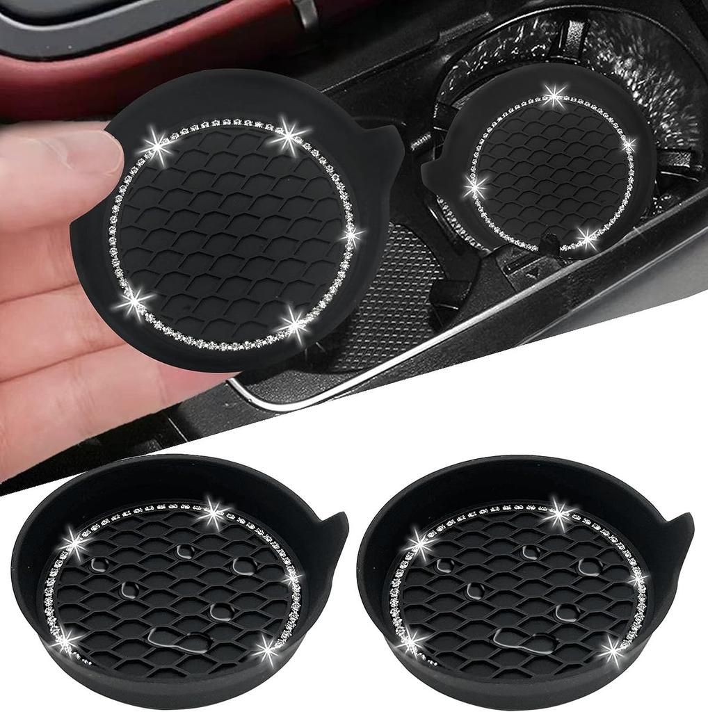 2ks módní bling držák na pohár do auta podtácek protiskluzový nárazuvzdorný univerzální vložka bling krystalový kamínkový automobilový interiérový doplněk pro ženy