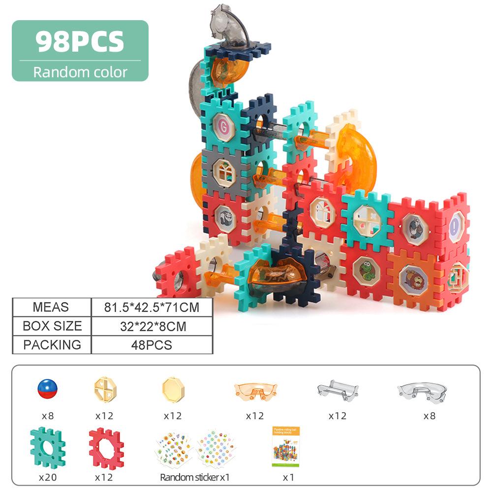 Color Window Ball Track Building Block Large Particle Building Block Slide Ball Assembly Track Children'S Toy