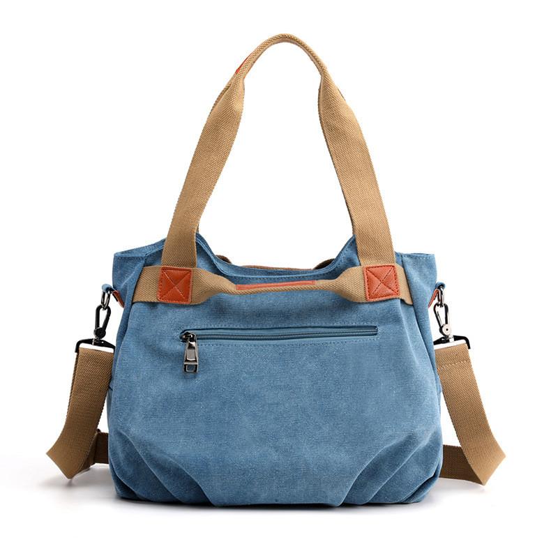 Borsa a tracolla in tela vintage da donna, ad alta capacità e dallo stile semplice, per l'uso quotidiano