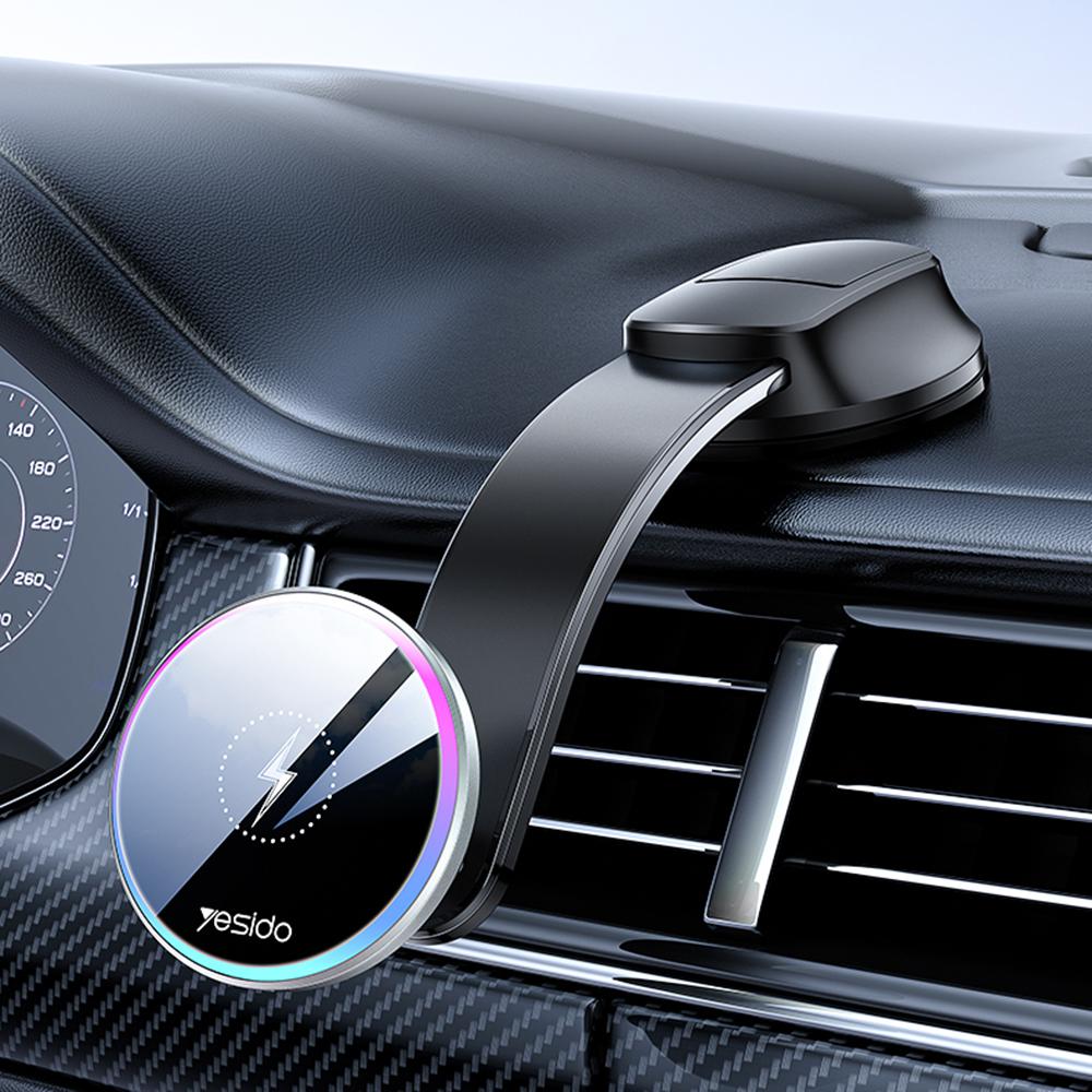 YESIDO C292 15W Magnetic Wireless Charger Cellphone Holder Bracket with Ambient Light