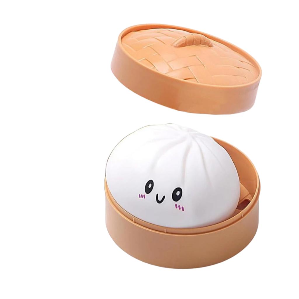 Realistic Giant Dumpling Squeeze Toy With Bamboo Steamer Soft Tpr Dough Ball Decompression Fidget Toy Funny Creative Gift