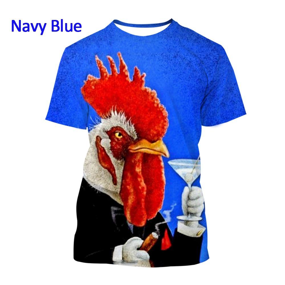 Chicken 3D Printed Short Sleeved T-shirt Summer Breathable Polyester Simple Round Neck Top