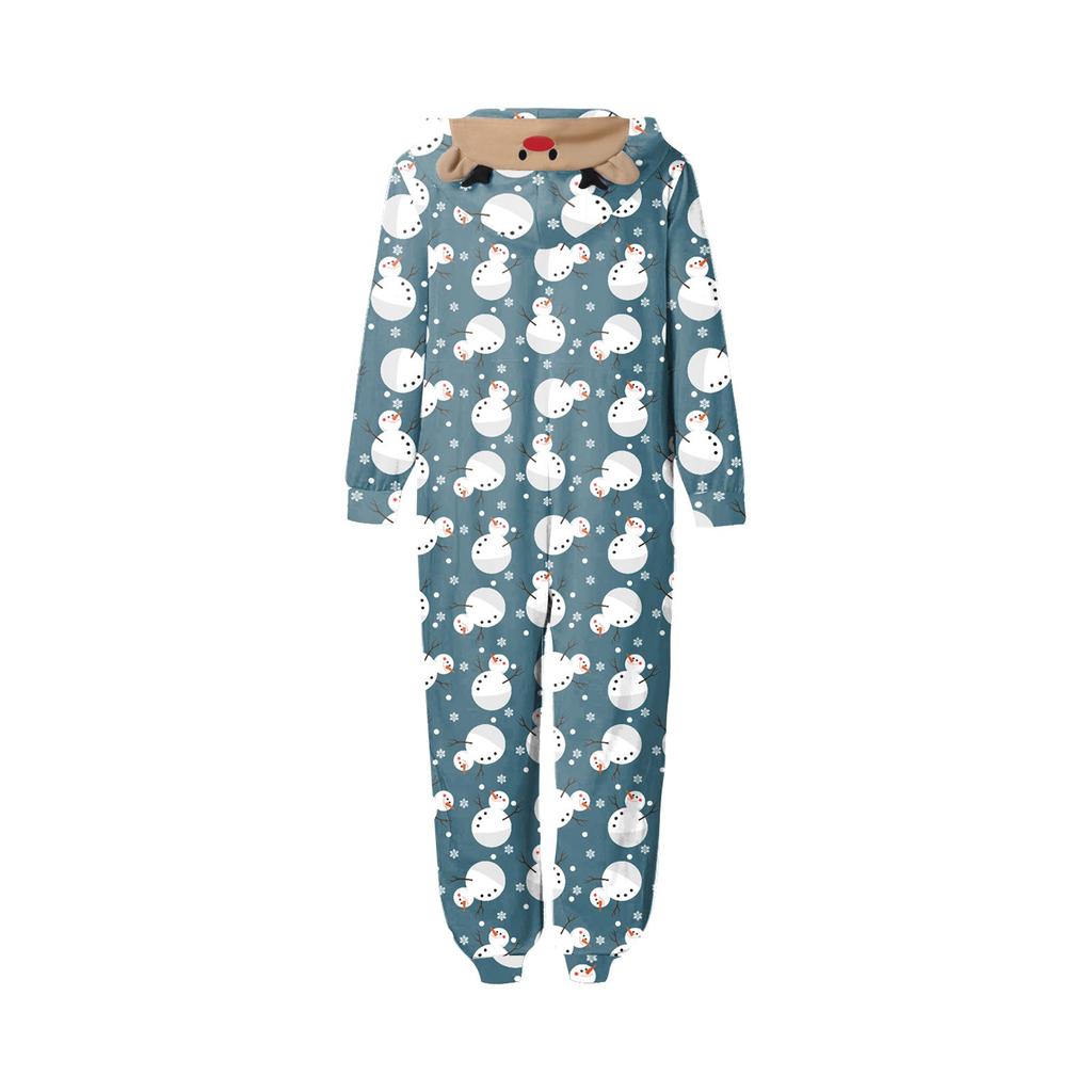 Christmas Print Family Matching Hooded Long Sleeved Zippered Jumpsuit Set