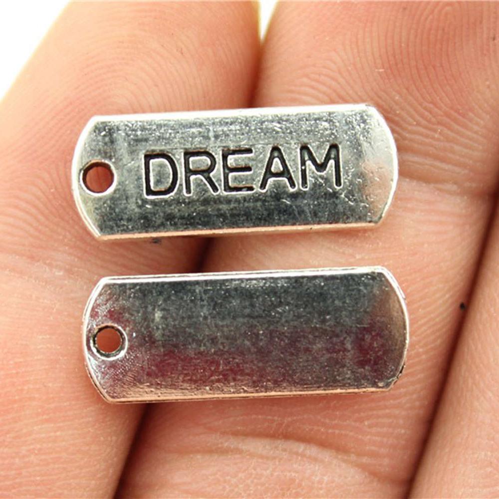 10 stuks Woord Tags Hanger Bedels Antiek Zilverkleur Gezegend Geloof Geloof Vertrouwen Familie Namaste Onbevreesd Droom Hoop Bedels