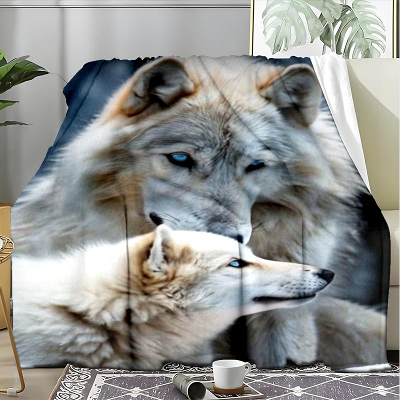 Autumn Sleeping Wolf Cub Fleece Blanket, Cute Animal Throw