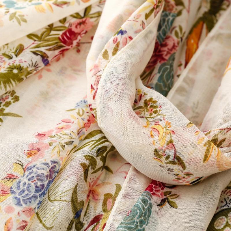 Van Gogh Designs Bird On Tree Floral Tassel Viscose Shawls Scarf Lady High Quality Thin Wrap Beach Stole Bufandas Muslim Hijab