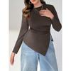 Plus Size Women Long Sleeve Round Neck Slim Fit Basic T Shirt