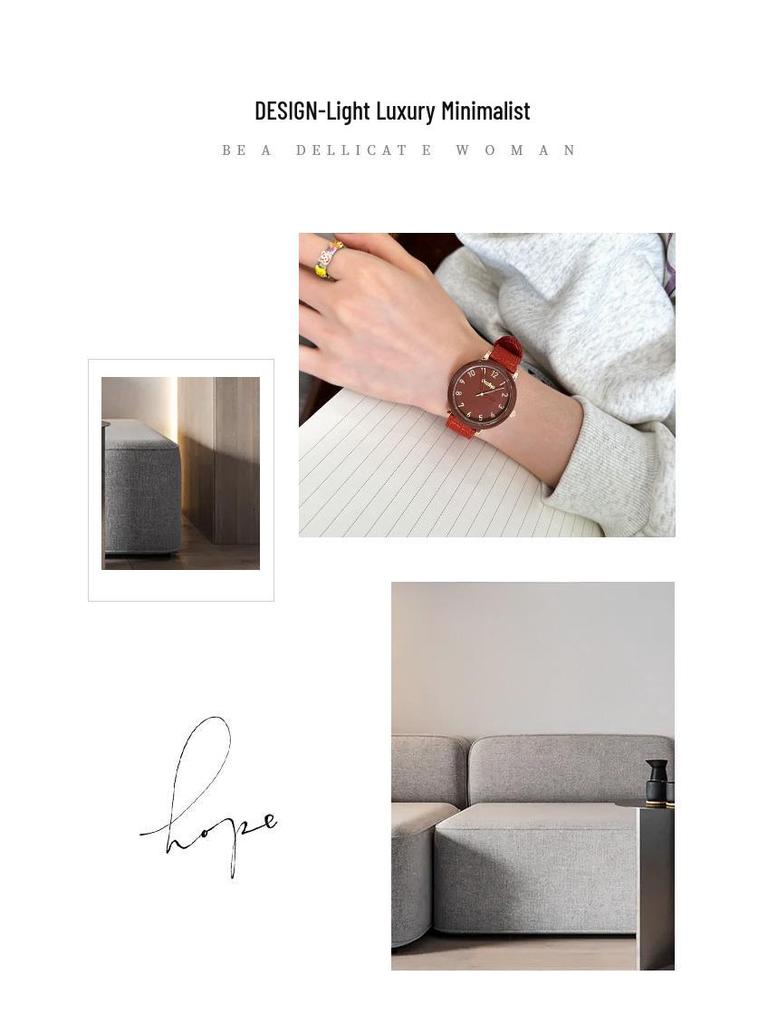 High-End Cream Canvas Strap Quartz Watch - Korean Style Fashion for Girls