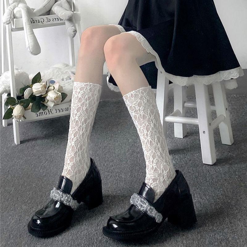 Women's Summer Ultra Thin Mesh Lace Hollow In The Long Leg Pile Socks