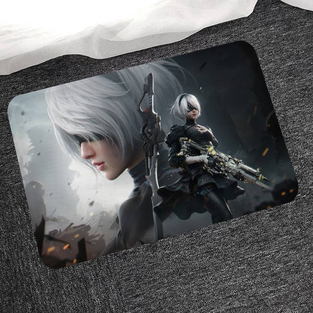 Hra NieR Automata Podložka na podlahu Obdélníková Protiskluzová Domácí Měkká Koupelnová rohožka Přední dveře Vnitřní Venkovní Rohožka Vítejte Rohožka ke dveřím