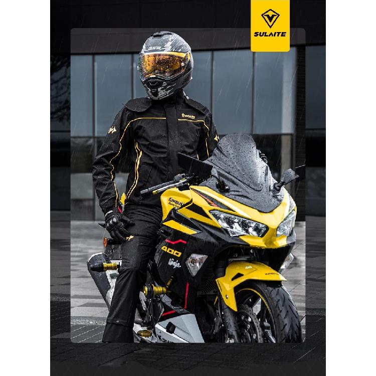 SULAITE Motorcycle Rain Suit Men Women Rain Gear Waterproof Protective Rain Coat with Pants 2 Pieces Breathable Outdoor