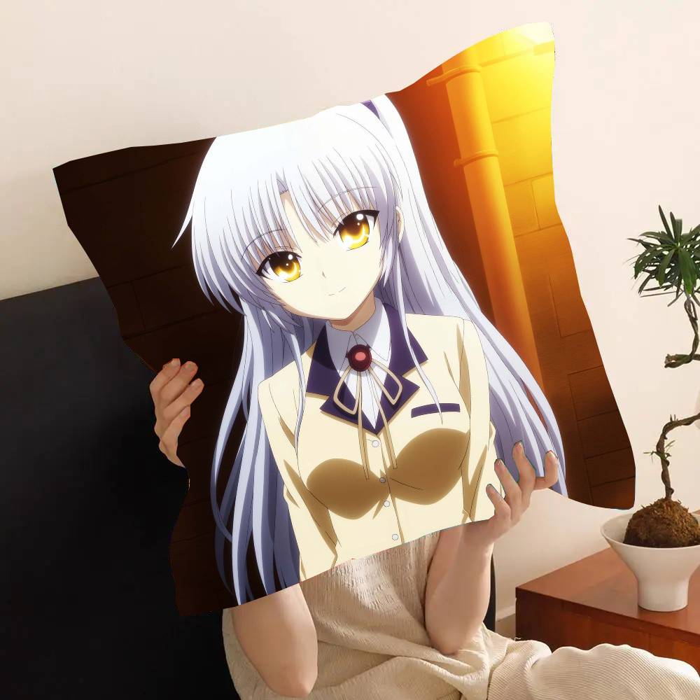 Tachibana Kanade Anime A-Angel Beats Pillow Case Fashion Square Pillowcase Bedroom Sofa Room Ins Decoration Leisure