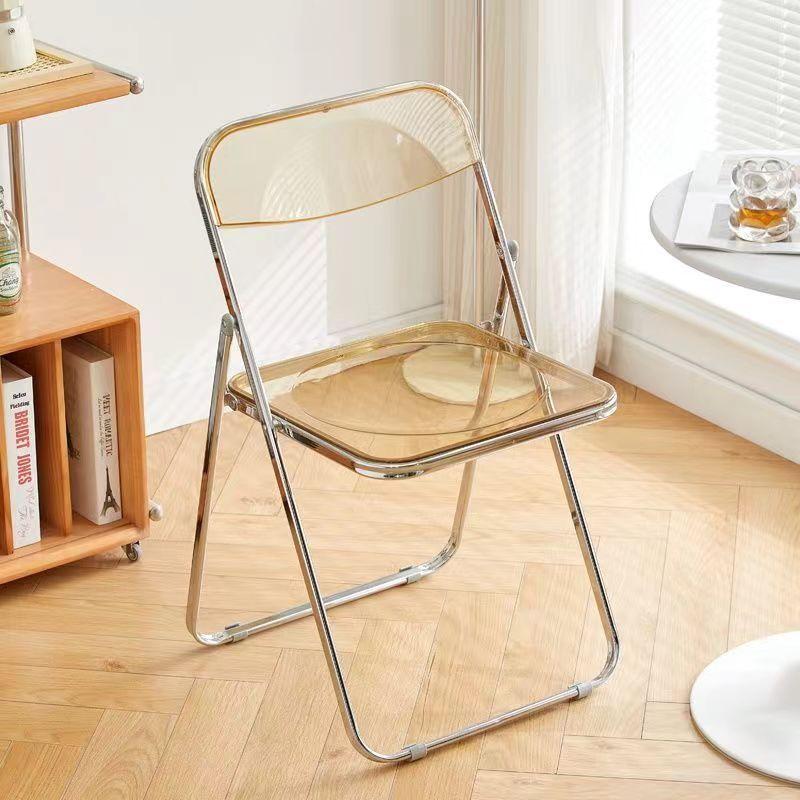 Trendy Clear Acrylic Folding Chair - Simple, Thickened Design for Makeup, Dining, or Home