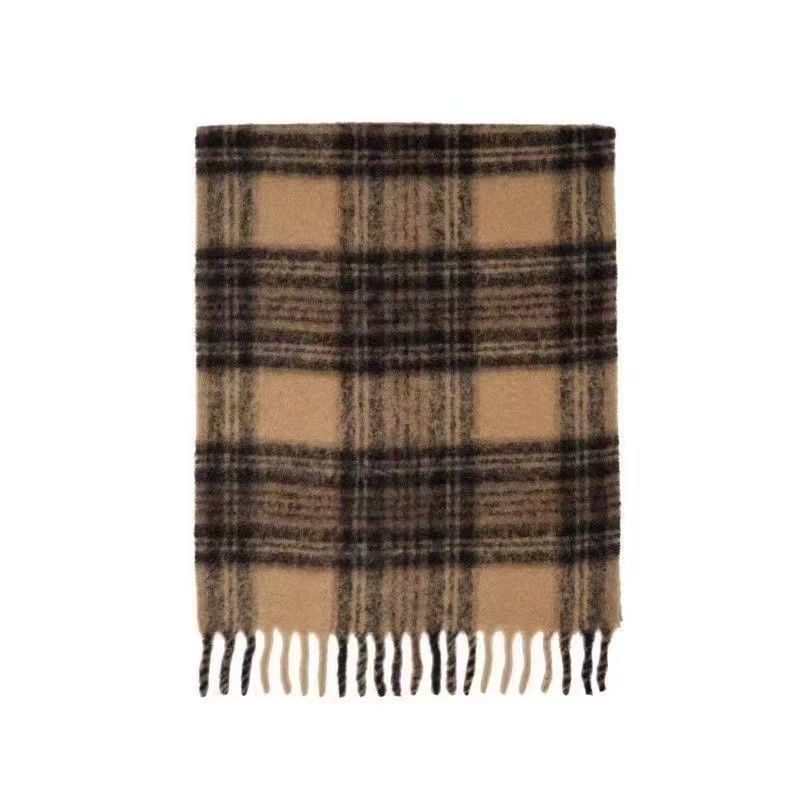 Korean atmosphere scarf warm fashion versatile white student cycling windproof ear protection extended plaid scarf