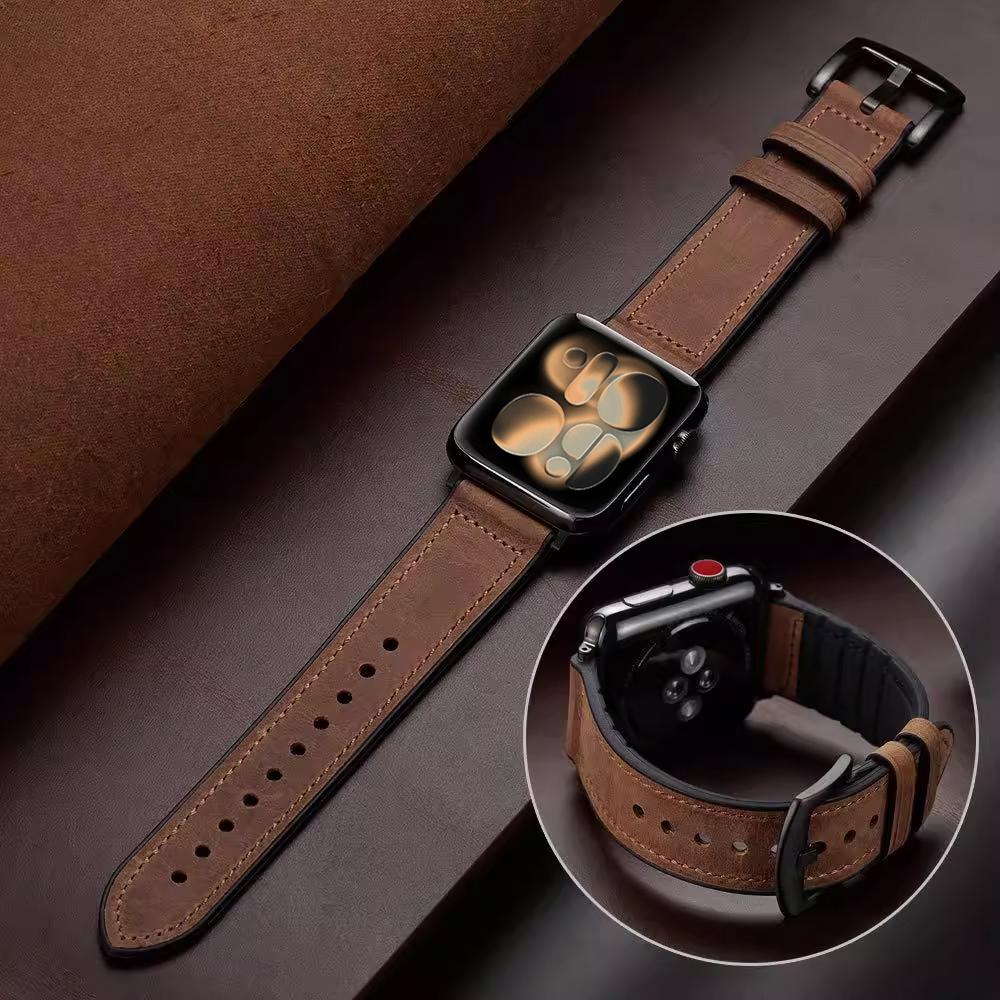 Strap for Apple Watch 11 Band 46mm 42mm 44mm 45mm 49mm 41 40 Leather+Silicone Correa Bracelet iWatch Serie 10 9 Ultra 3 8 7 6 SE