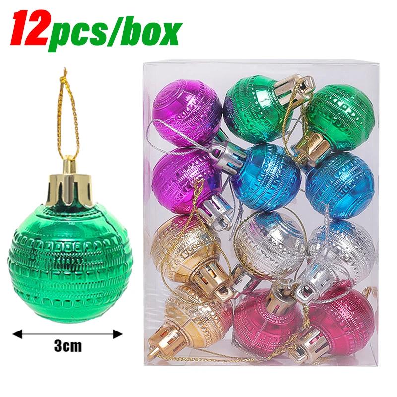 3CM Mini Christmas Balls Colorful Ball Xmas Tree Hanging Pendants Ornaments for New Year Party Home Decor Supplies Wholesale