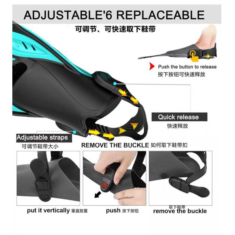 Adjustable Strap Adult Swimming Fins Snorkeling Diving Mermaid Tail Use TPE PP Material