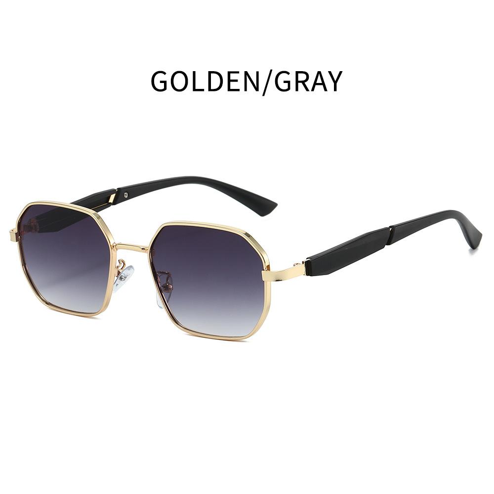 2026 Men Metal Polygonal Irregular Sunglasses, UV400 Classic Driving Shades, Sunscreen Eyewear for Outdoor Selfie