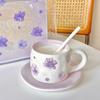 Conjunto de xícaras e pires de café de cerâmica estilo Ins, estilo violeta criativo, premium Sense, xícara de chá da tarde pintada à mão, caixa de presente, lembrança
