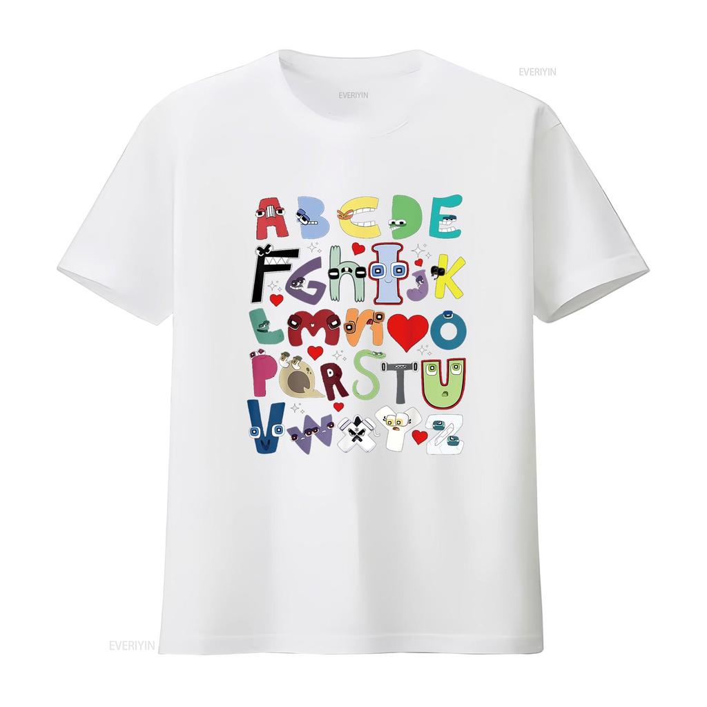 Alphabet Lore A Z I Love You Letter for Kids Boys and Girls T Shirt Vintage Washed Graphic Fashion Breathable Stretched Unisex