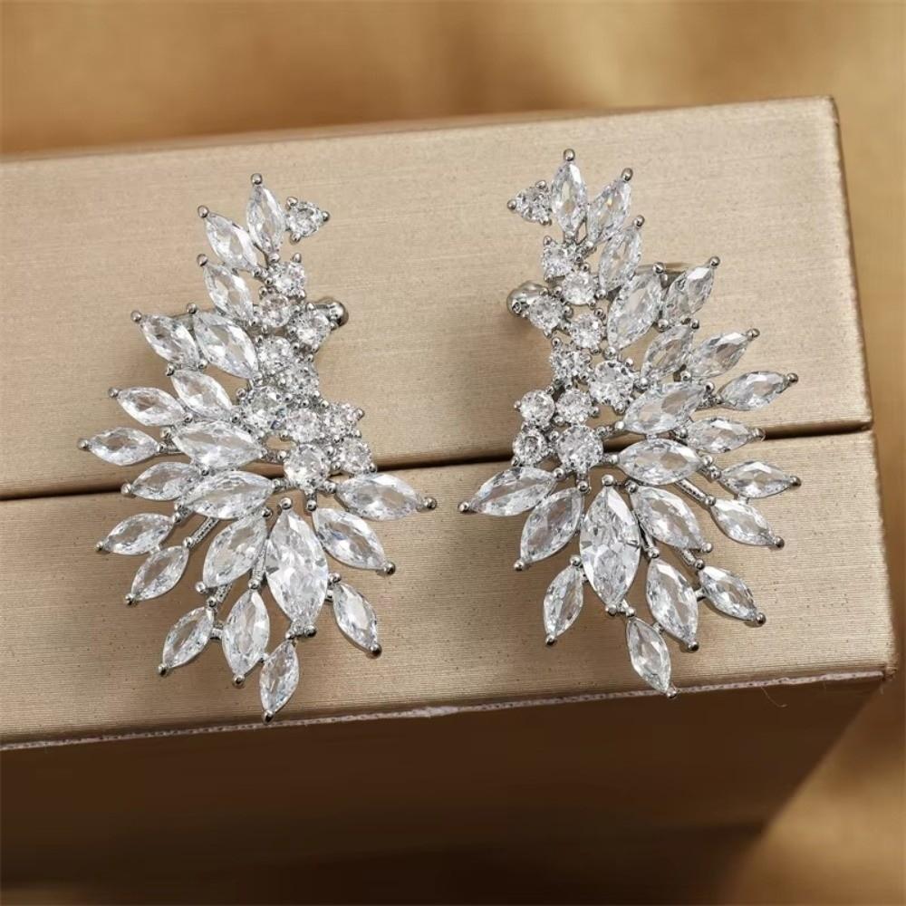 Female Wedding Party Zirconia Stud Earrings Gorgeous Ear Piercing Accessories  For Women Gift