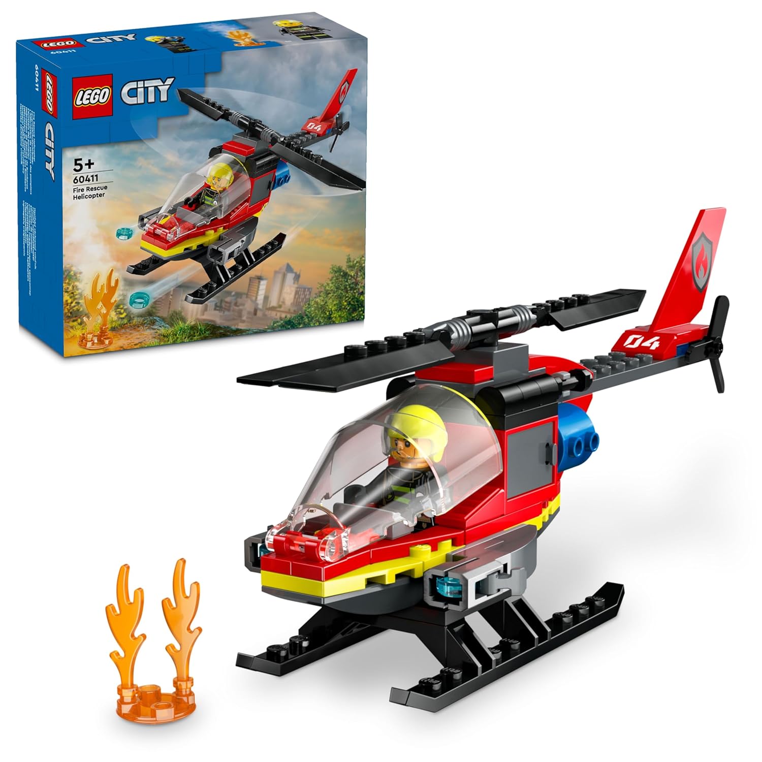 LEGO City Fire Rescue Helicopter Toy Block Educational Boys Girls Children 5 Years 6 7 8 Vehicle Car Miniature 60411