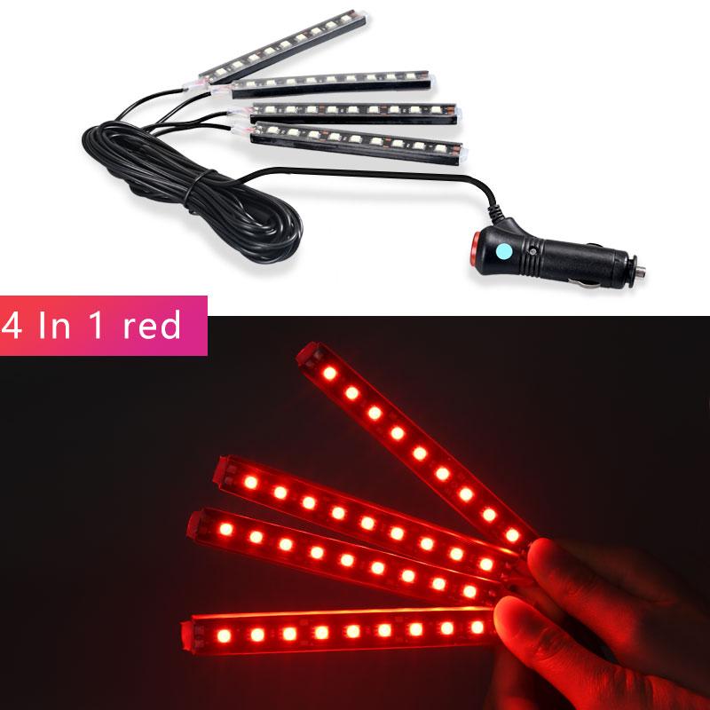 Led Bar Car Interior Backlight Ambient Mood Foot Light With Cigarette Lighter Decorative Atmosphere Lamp Auto Accessories