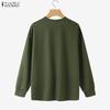 ZANZEA Women Casual Round Neck Long Sleeve Loose Thin Pullover Sweatshirts